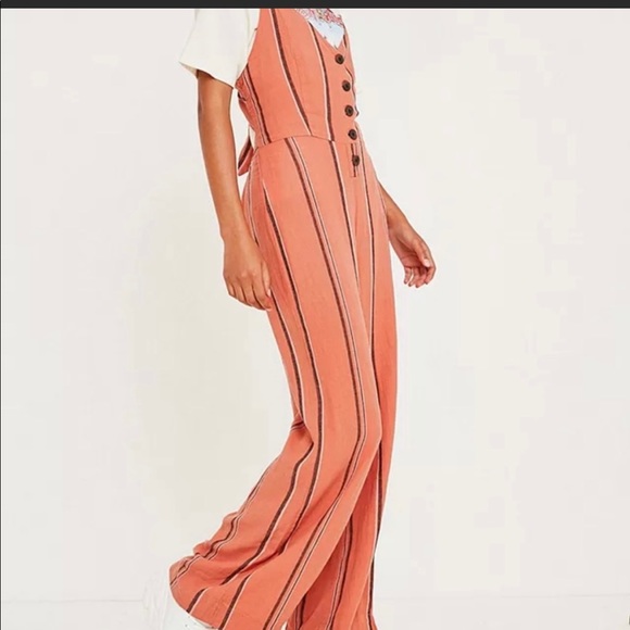 Urban Outfitters UO Ashley Striped long romper jumpsuit small p open back NWOT - Picture 4 of 15